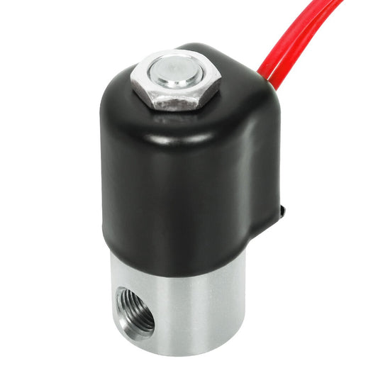 1/8" Red NPT Stainless Steel Electric Solenoid Valve 12VDC Normally Closed VITON (Fuel)