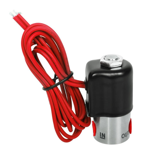1/8" Red NPT Stainless Steel Electric Solenoid Valve 12VDC Normally Closed VITON (Fuel)