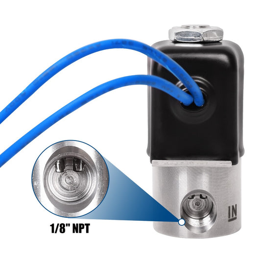 1/8" Blue NPT Stainless Steel Electric Solenoid Valve 12VDC Normally Closed VITON(NO2)