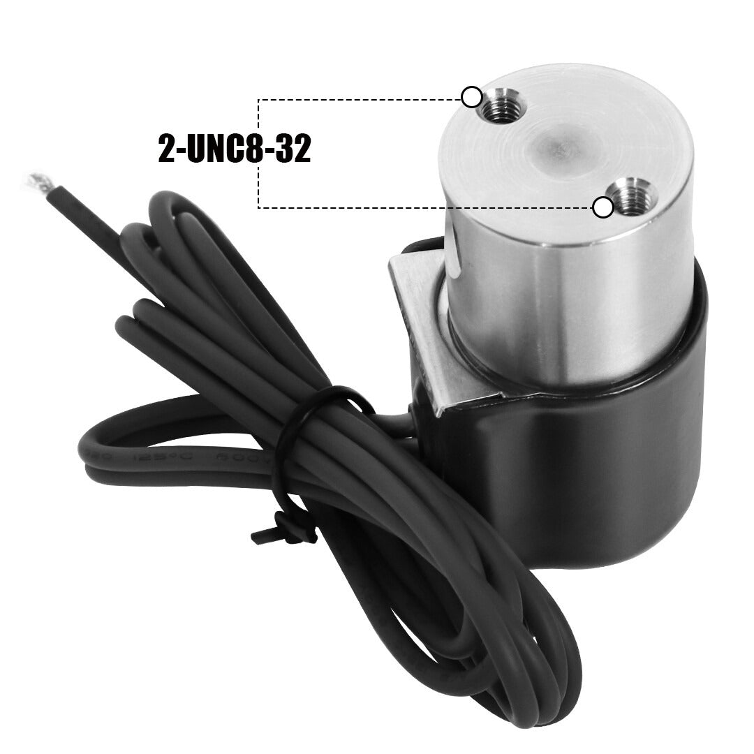 1/8" Black NPT Stainless Steel Electric Solenoid Valve 12VDC Normally Closed VITON (Water / Methanol)