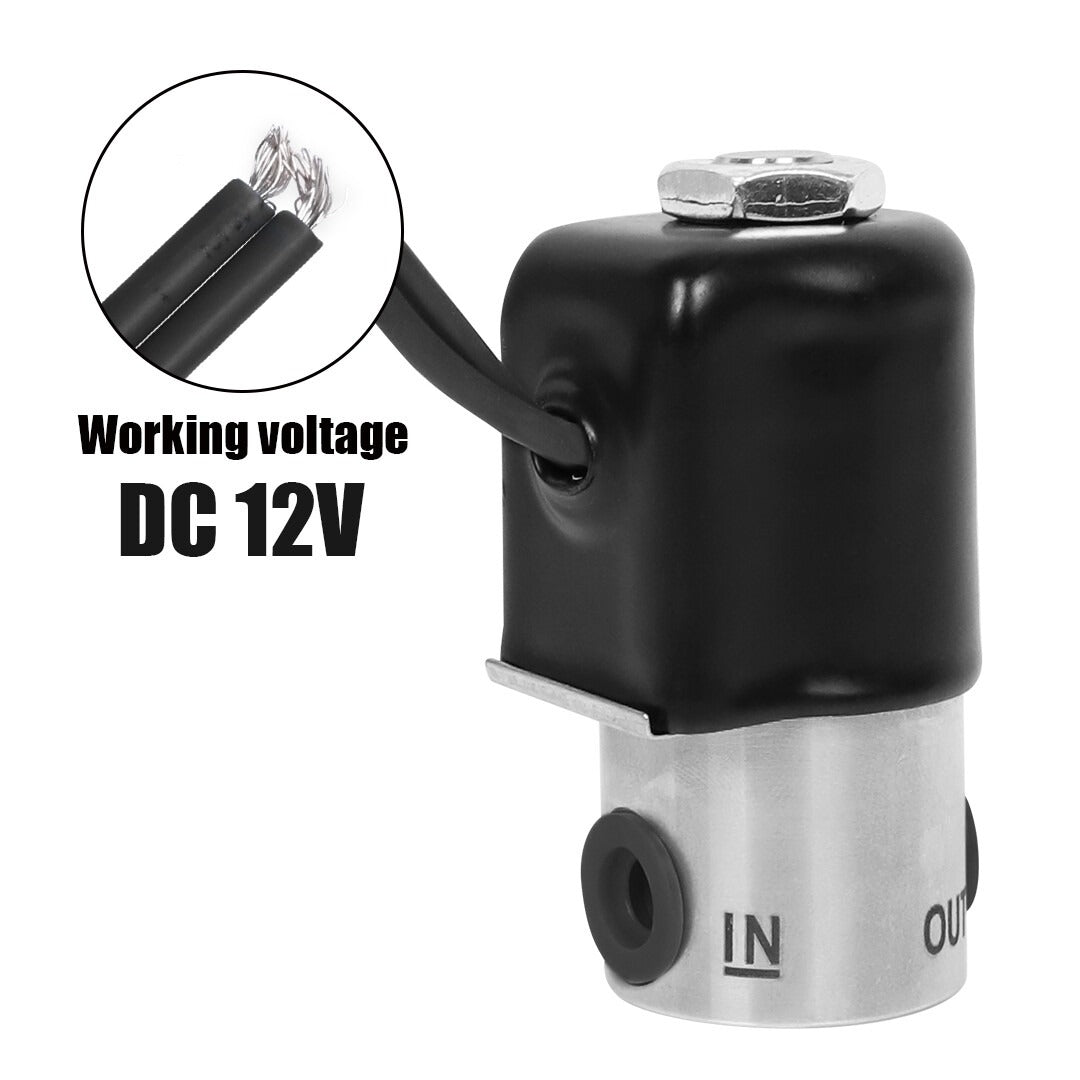 1/8" Black NPT Stainless Steel Electric Solenoid Valve 12VDC Normally Closed VITON (Water / Methanol)
