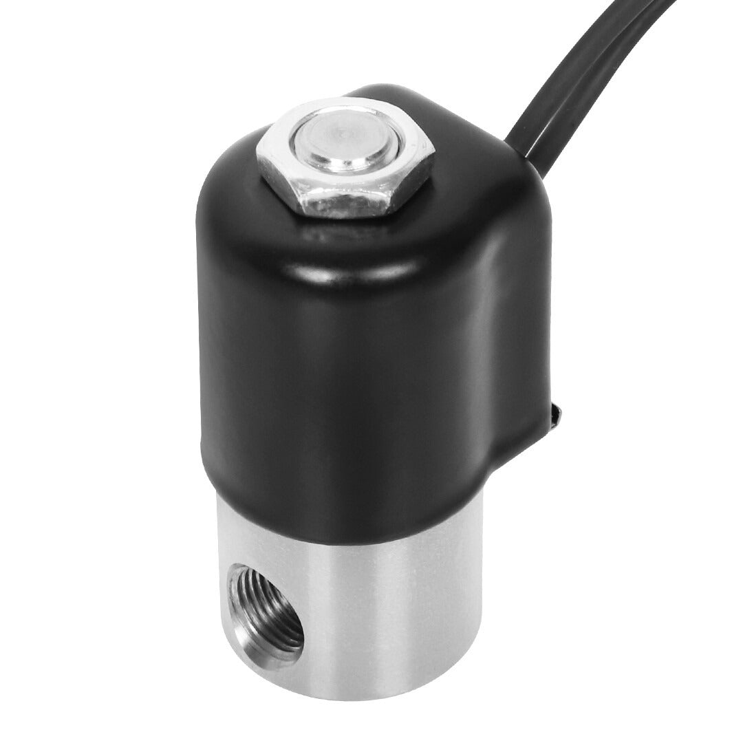 1/8" Black NPT Stainless Steel Electric Solenoid Valve 12VDC Normally Closed VITON (Water / Methanol)